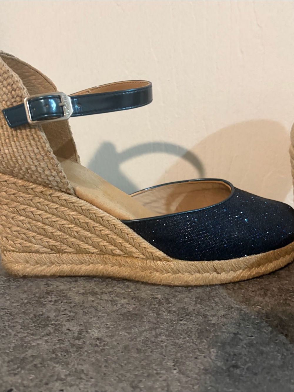 Unisa Wedge Espadrille Ankle-Strap Sandals in BlueGlitter size 7.5 - Picture 2 of 4